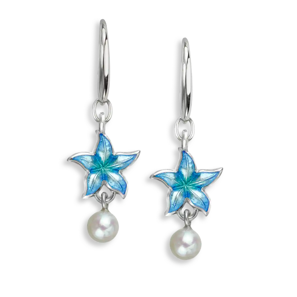 Petite Starfish Earrings, Sterling and Enamel