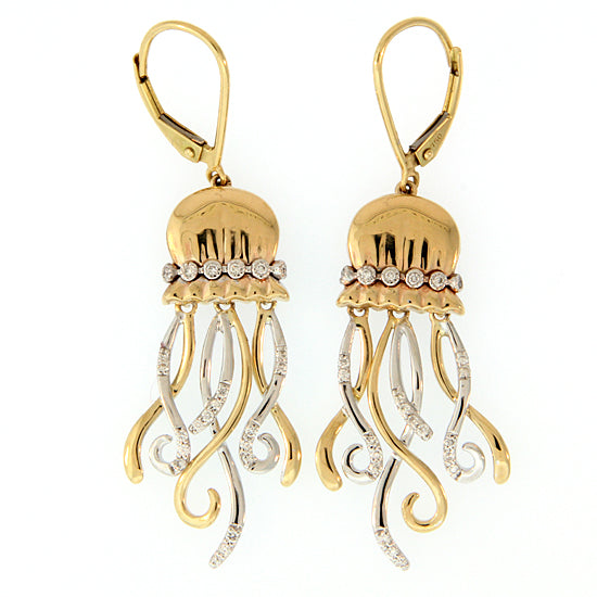 Jellyfish Earrings, 14Kt 2-Tone
