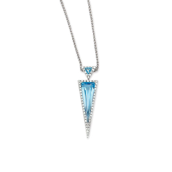 Blue Topaz and Diamond Necklace, 14Kt