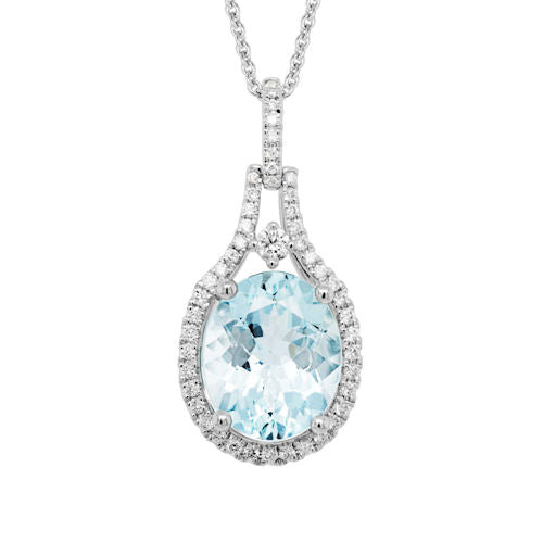 Aquamarine and Diamond Necklace, 14Kt