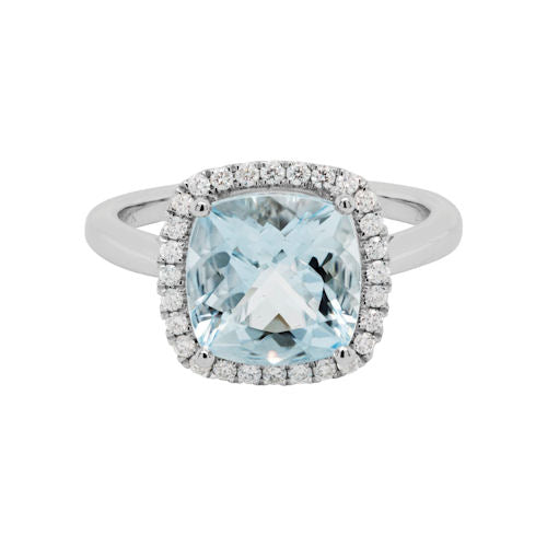 Aquamarine and Diamond Ring, 14Kt