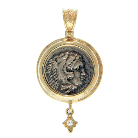 Ancient Greek AR Drachm "Alexander" Coin Pendant