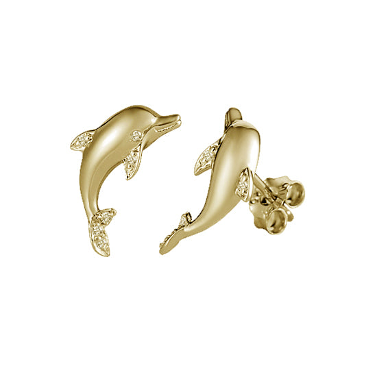 Dolphin Earrings, 14Kt &amp; Diamonds