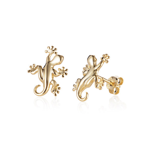 Gecko Post Earrings, 14Kt
