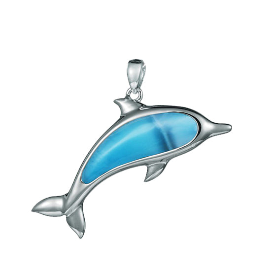 Dolphin Pendant, Sterling and Larimar