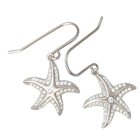 Sterling and CZ Starfish Earrings