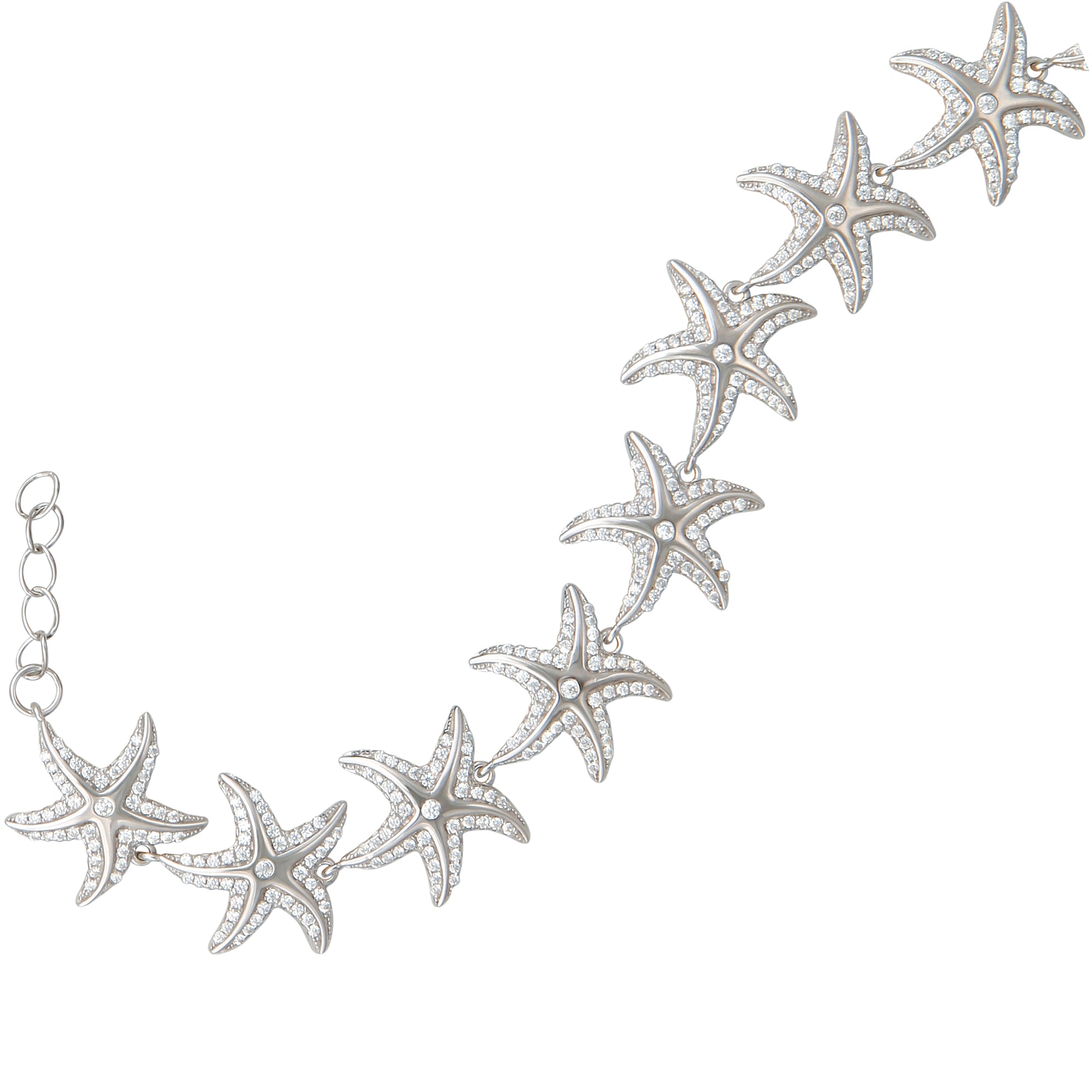Sterling and CZs Starfish Adjustable Bracelet