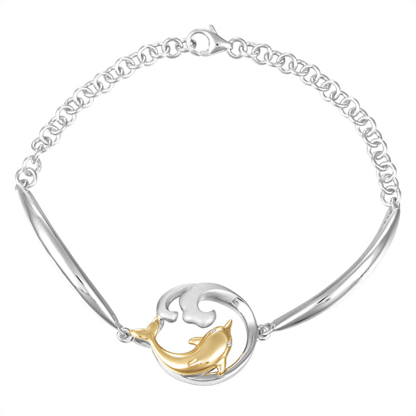 Sterling Dolphin Wave Bracelet