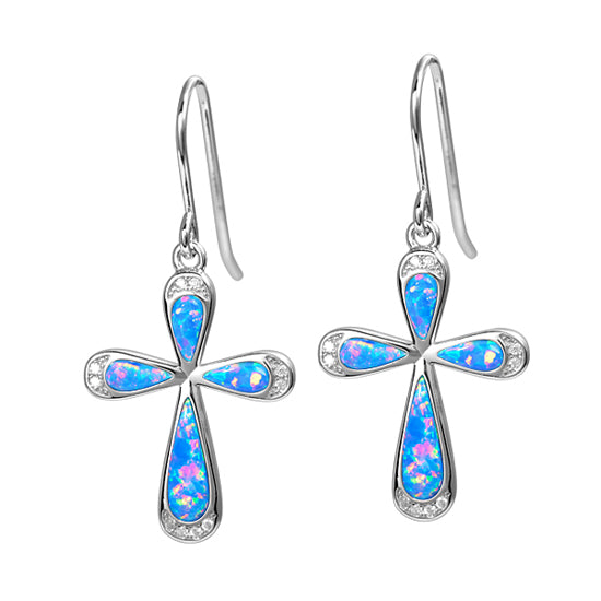 Sterling Opal Cross Earrings