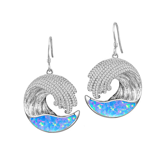 Sterling Opal Wave Earrings