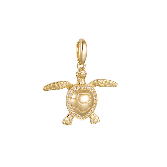 Diamond Turtle Pendant, 14Kt