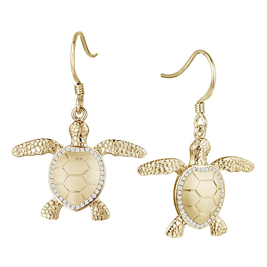 Turtle Earrings, 14Kt