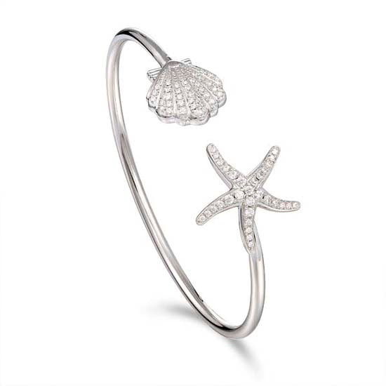 Starfish and Scallop Bracelet, Sterling