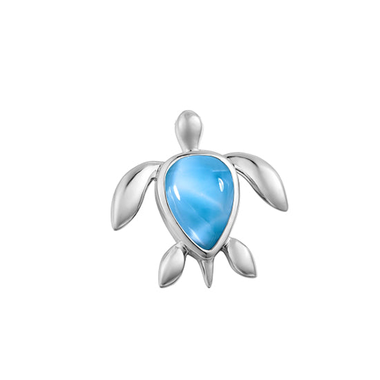 Turtle Pendant, Sterling and Larimar