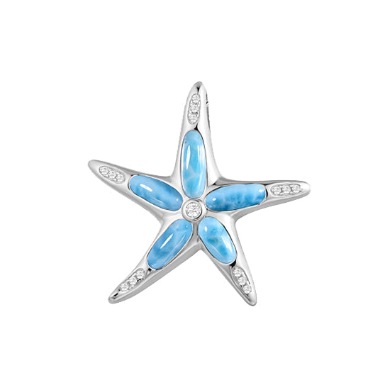 Starfish Pendant, Sterling and Larimar