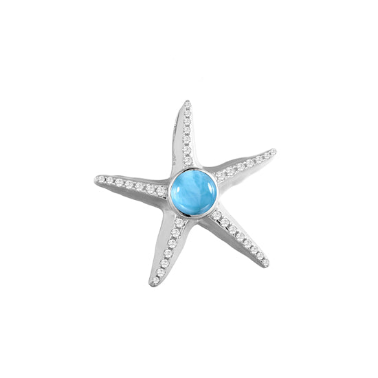 Starfish Pendant, Sterling &amp; Larimar