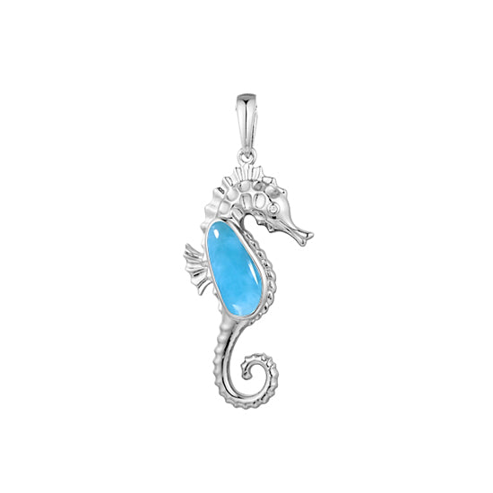 Seahorse Pendant, Sterling and Larimar