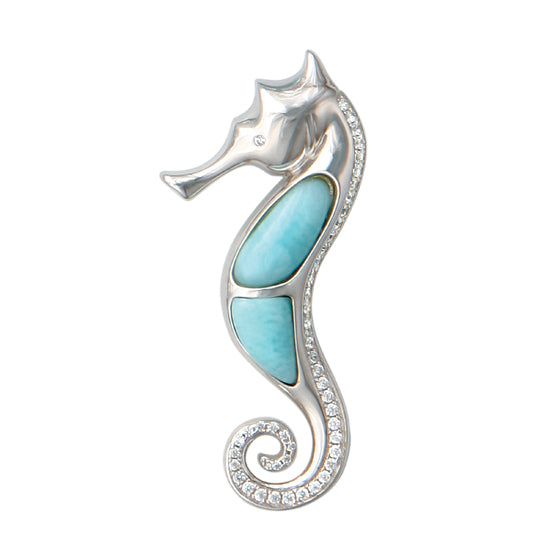 Sterling and Larimar Seahorse Pendant