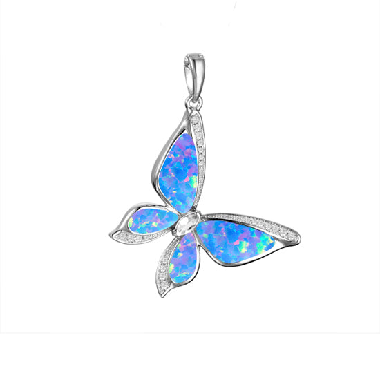 Sterling Opal Butterfly Pendant