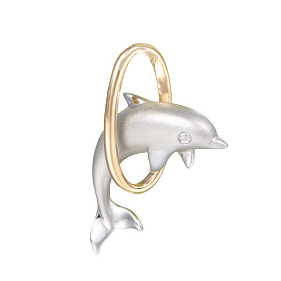 Dolphin Hoop Pendant, Sterling and 14Kt