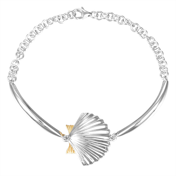 Scallop Shell Bracelet, Sterling and 14Kt
