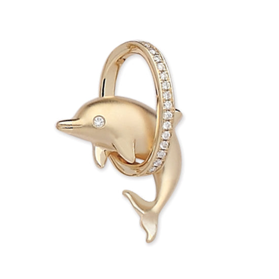 Diamond Dolphin in Hoop Pendant