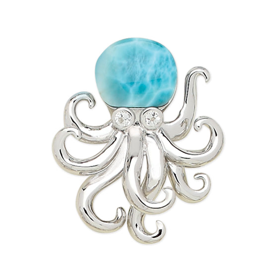 Octopus Pendant, Sterling and Larimar