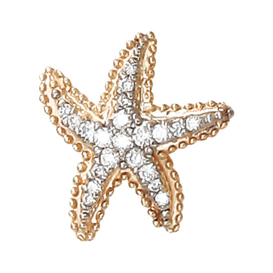 14Kt Yellow Gold Extra Small Starfish Pendant with .26TW Diamonds  Dimensions:  5/8" High, 3/4" Wide