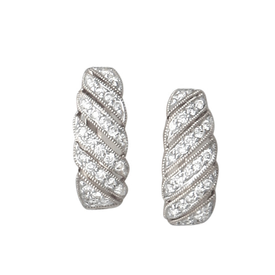 14Kt White Gold Hinged Hoop Earrings