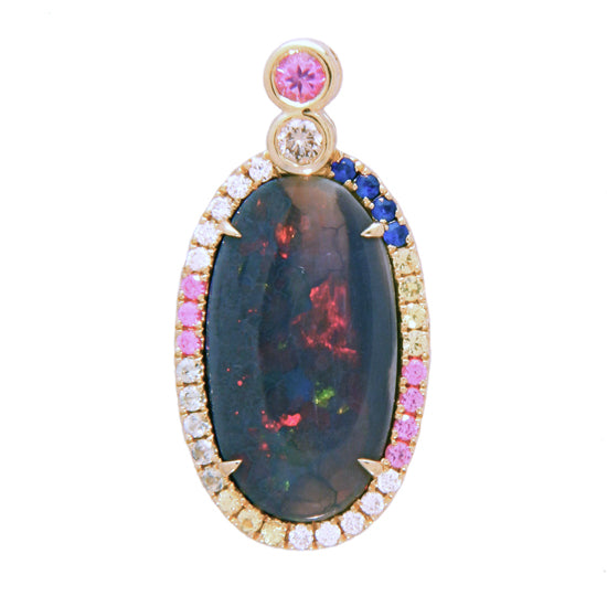 Black Opal and Sapphire Pendant