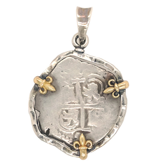 Spanish cob 1 reale coin pendant