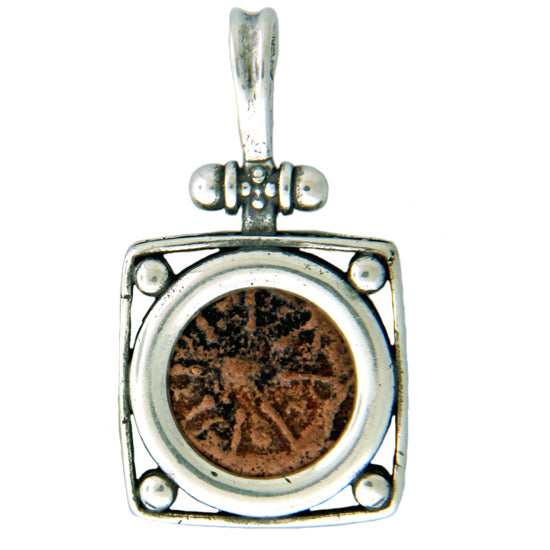 Ancient Judean Prutah Sterling Silver Pendant