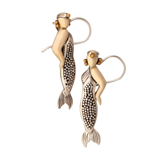 Mermaid Earrings, Sterling