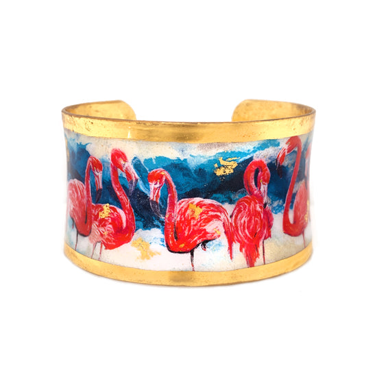 "Pink Flamingos" Corset Fit Cuff Bracelet By Evocateur