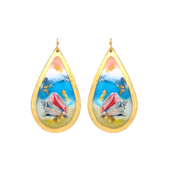 Earrings by Evocateur &quot;Conch Shell&quot; Teardrop