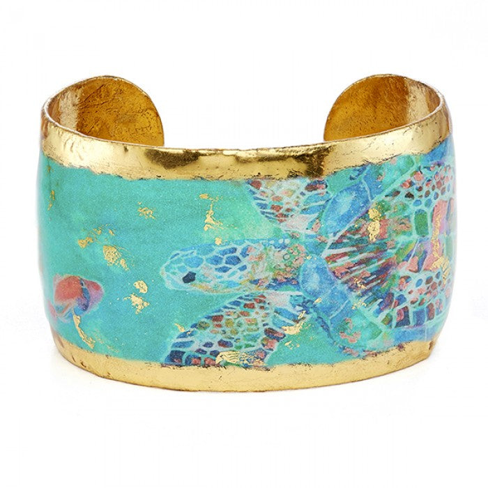 Cuff Bracelet by Evocateur &quot;Green Mosaic Sea Turtle&quot;