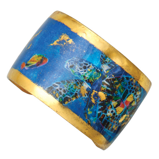 Cuff Bracelet by Evocateur &quot;Blue Mosaic Sea Turtle&quot;