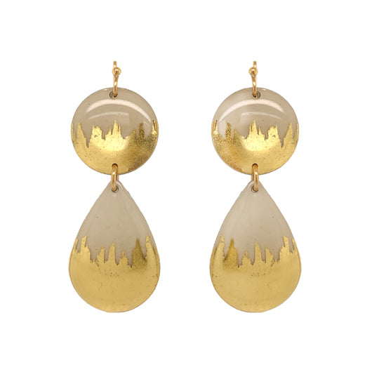 "Skyline" Mini Teardrop Earrings, Cream
