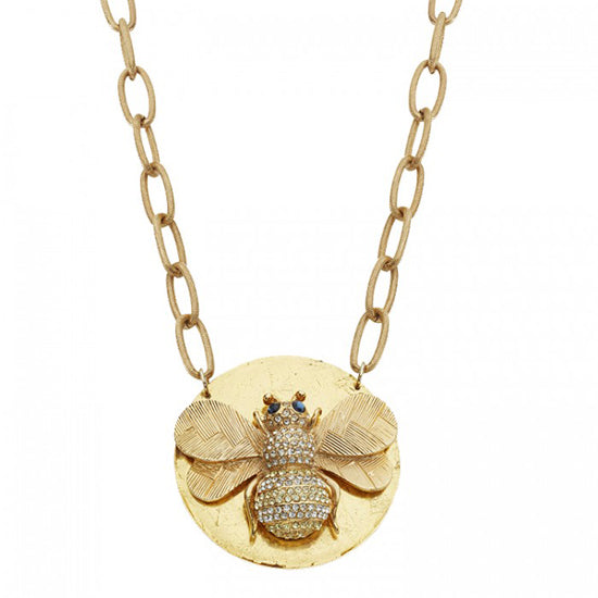 Bumblebee Pendant Large Gold with Pave Stripes - Element 79 Contemporary  Jewelry