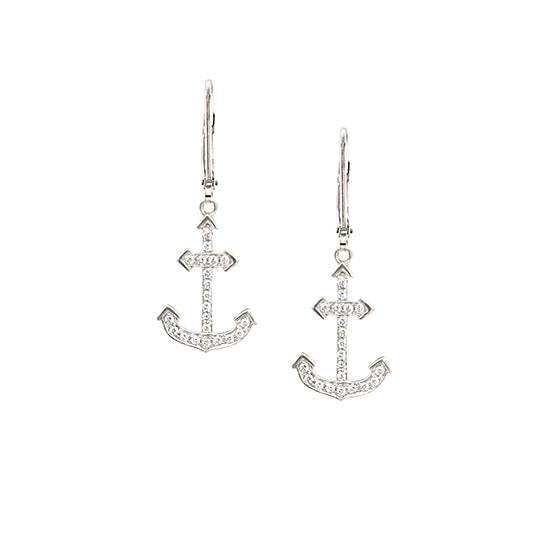 White gold anchor deals earrings