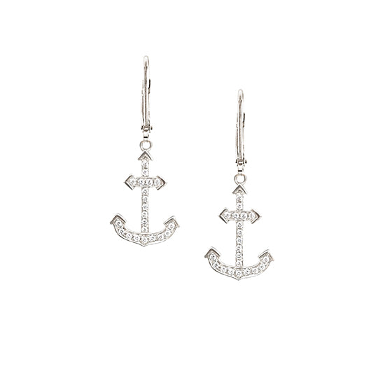 Anchor Earrings, 14Kt &amp; Diamonds