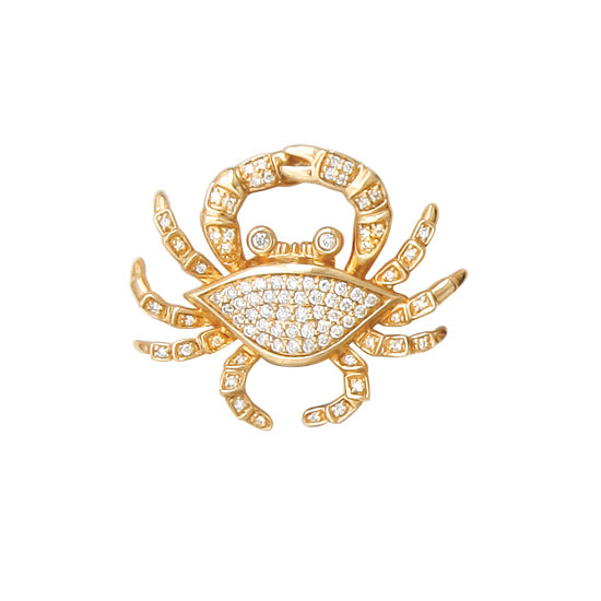 14kt Yellow Gold Diamond Crab Pendant with .34TW of Diamonds  Dimensions:  3/4" High, 1" Wide