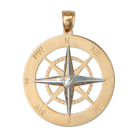Large Gold Compass Rose Pendant