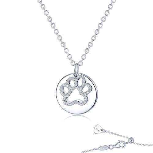 Sterling Paw Print Necklace - Sterling Silver Bonded with Platinum, Paw Print Necklace by Lafonn, Accented with Lafonn's Signature Lassaire Simulated Diamonds. Adjustable 20" Chain $275