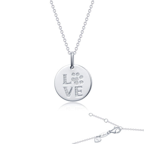Sterling Paw Print Necklace -  Sterling Silver Bonded with Platinum, LOVE Paw Print Necklace by Lafonn, Accented with .19TW Lafonn&#39;s Signature Lassaire Simulated Diamonds. Adjustable 20&quot; Chain $240.00