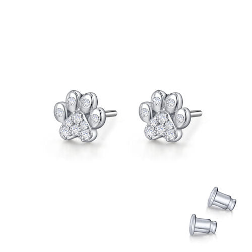 Sterling Paw Print Earrings -  Sterling Silver Bonded with Platinum, Precious Paw Print Earrings by Lafonn, Accented with .20TW Lafonn&#39;s Signature Lassaire Simulated Diamonds. $140