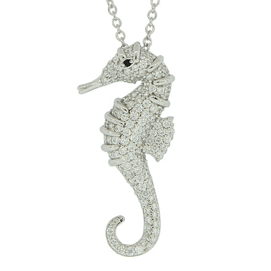 Simulated Diamond Seahorse Necklace