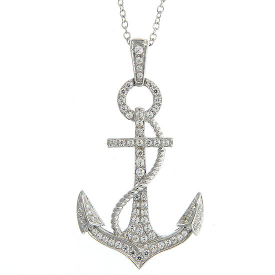 Simulated Diamond Anchor Necklace