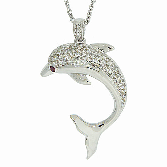 Simulated Diamond Dolphin Necklace
