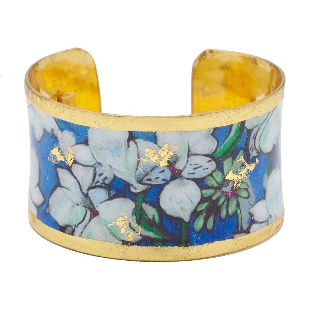 Cuff Bracelet by Evocateur  &quot;Lilies White&quot;